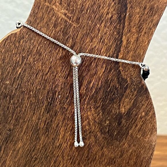 Beautiful Black Spinel Faceted Bead Slide Bracelet - Picture 3 of 4